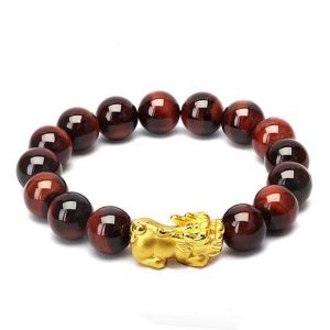 vòng đá mắt hổ nâu ms53, vòng đá phong thủy cho trẻ em